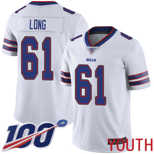 Youth Buffalo Bills #61 Spencer Long White Vapor Untouchable Limited Player 100th Season NFL Jersey->youth nfl jersey->Youth Jersey